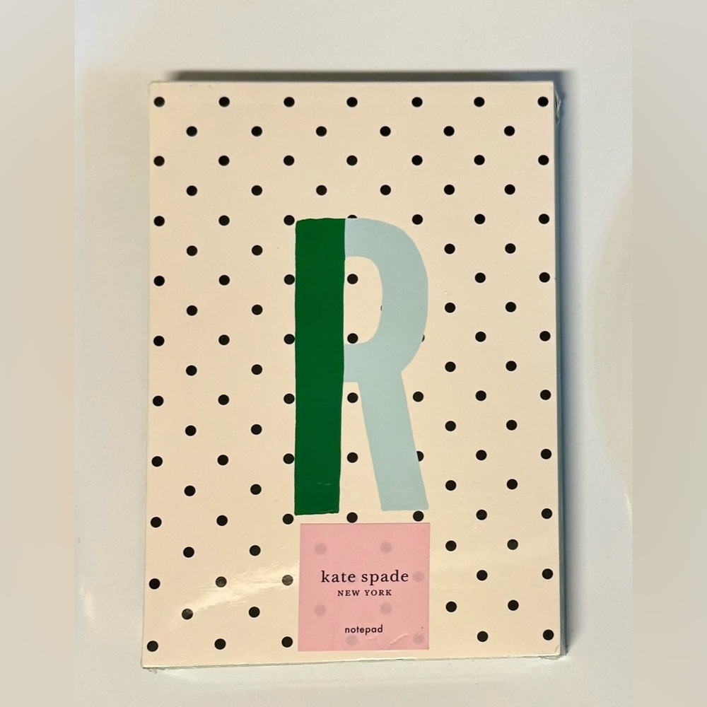 Kate Spade Blue and Green R-Black Polka Dot Notepad